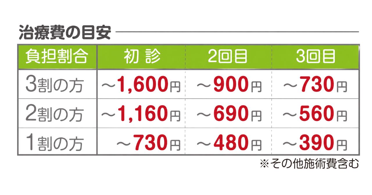健康保険施術費の目安