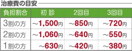健康保険施術費の目安