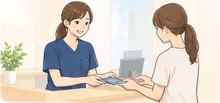 受付でお会計をしている様子